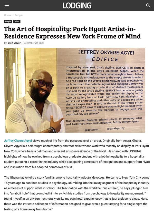 The Art of Hospitality: Park Hyatt Artist-in-Residence Expresses New York Frame of Mind
